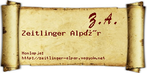 Zeitlinger Alpár névjegykártya